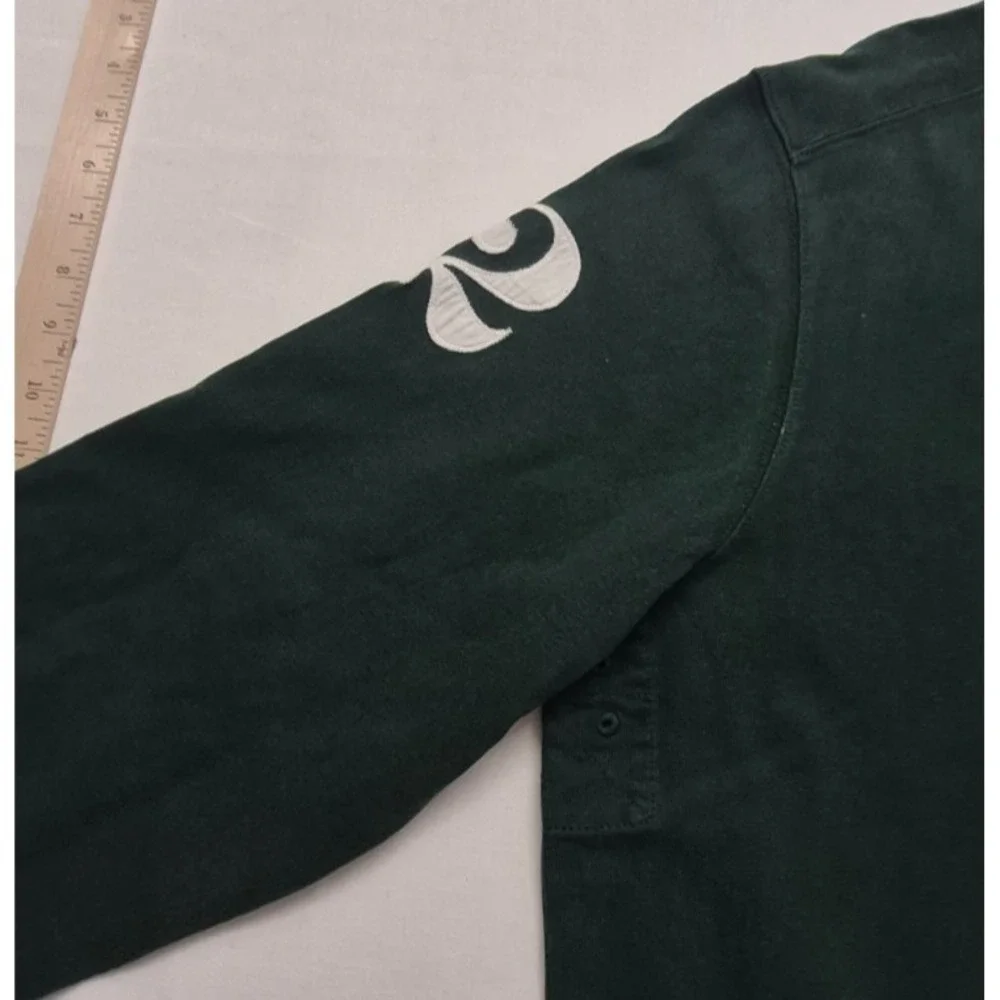 Polo Ralph Lauren men's green rugby shirt Yellow Big Pony Logo #2 LS Y2K‎ VTG